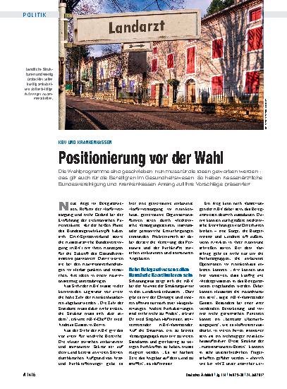 Vorschauseite 1: KBV und Krankenkassen: Positionierung vor der Wahl