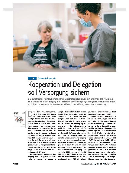Vorschauseite 1: Gesundheitsberufe: Kooperation und Delegation soll Versorgung sichern