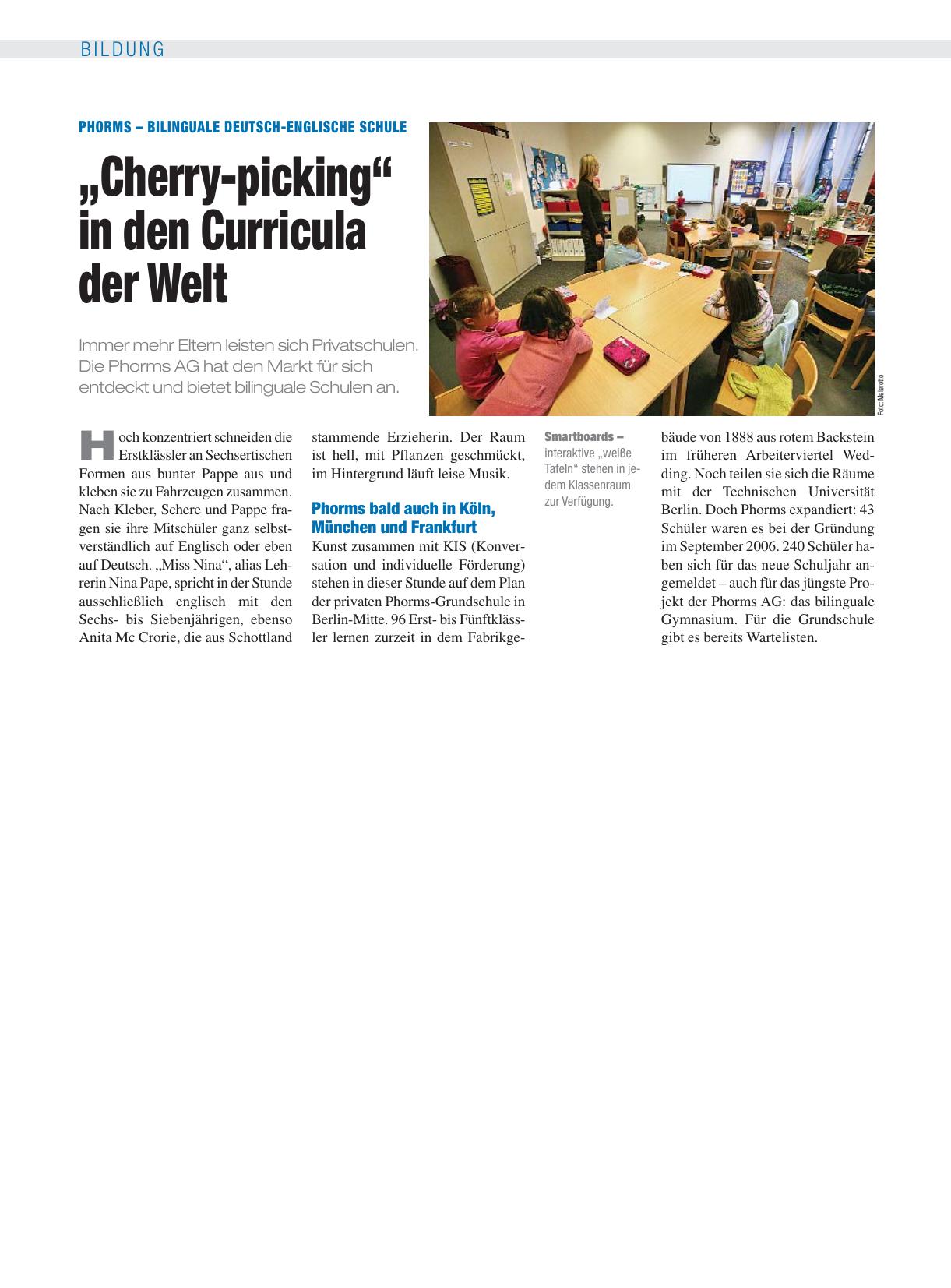 Vorschauseite 1: Phorms – Bilinguale deutsch-Englische Schule: „Cherry-picking“ in den Curricula der Welt