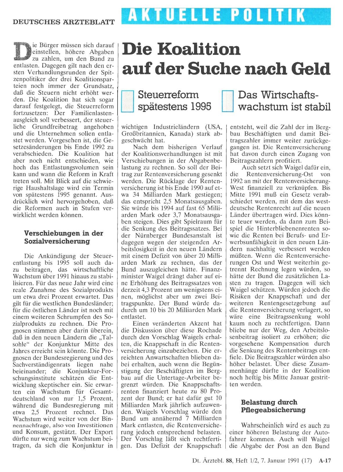 Vorschauseite 1: Die Koalition auf der Suche nach Geld