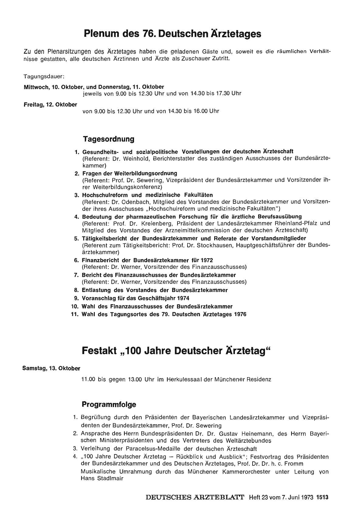 Vorschauseite 1: Festakt „100 Jahre Deutscher Ärztetag"