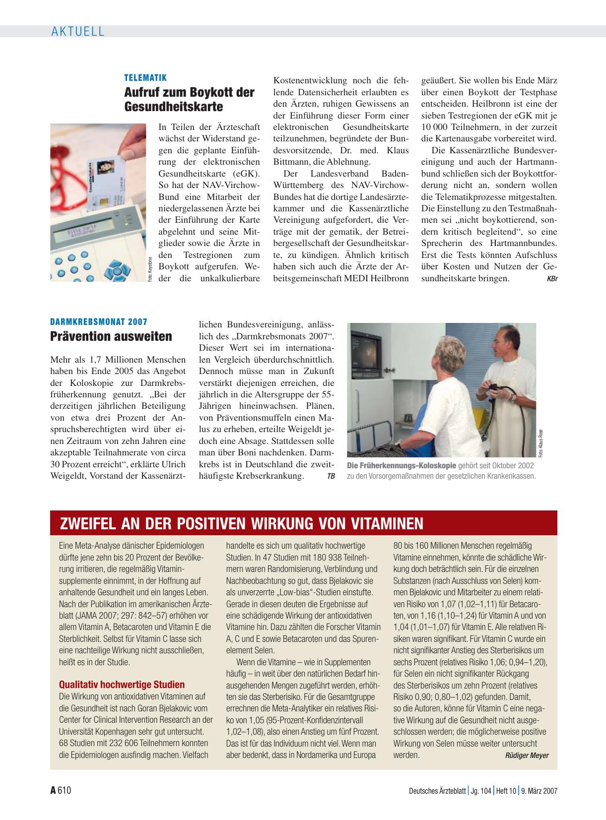 Vorschauseite 1: Zweifel an der positiven Wirkung von Vitaminen