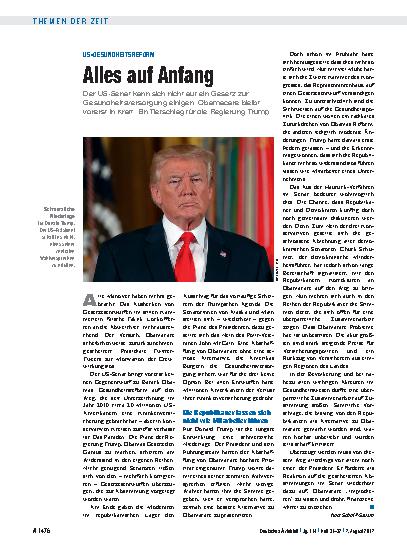 Vorschauseite 1: US-Gesundheitsreform: Alles auf Anfang