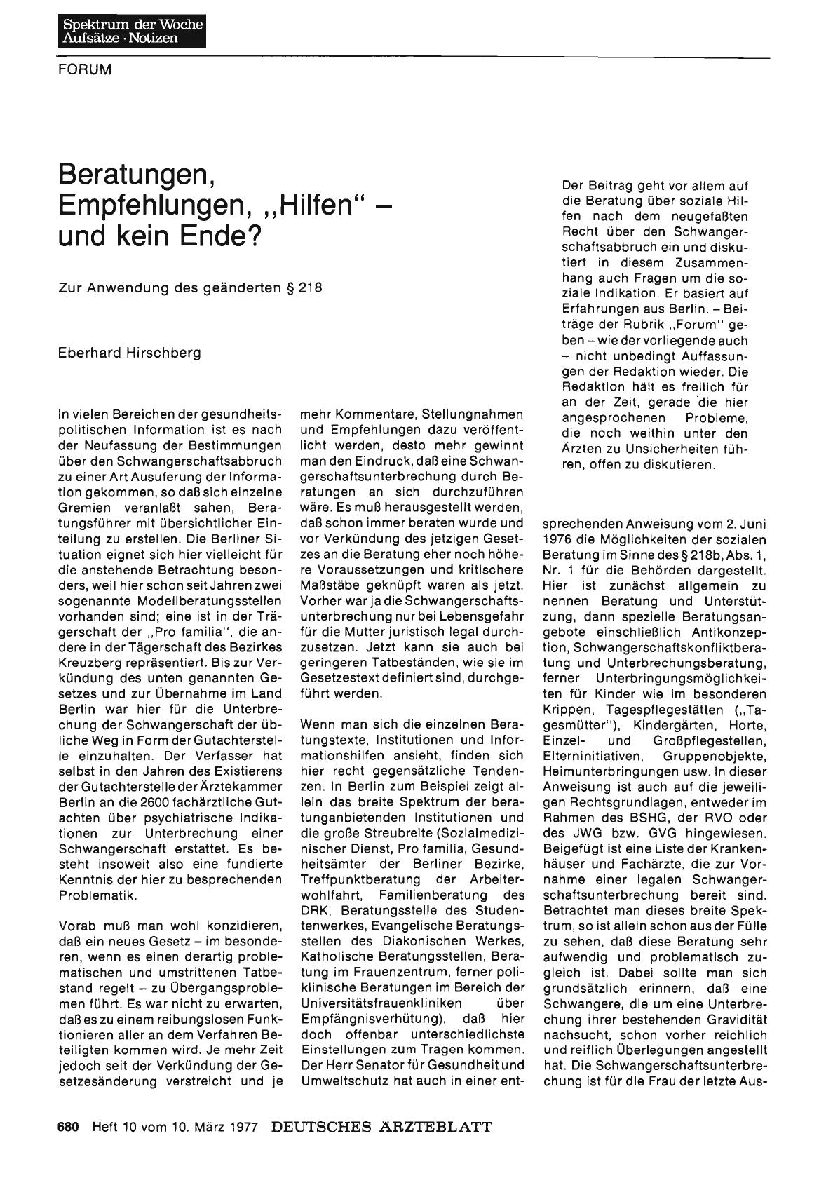 Vorschauseite 1: Beratungen, Empfehlungen, „Hilfen“ — und kein Ende?