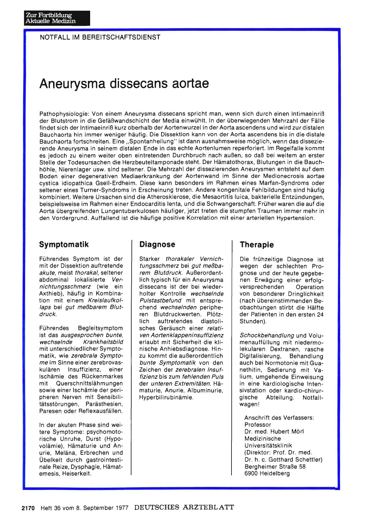 Vorschauseite 1: Aneurysma dissecans aortae