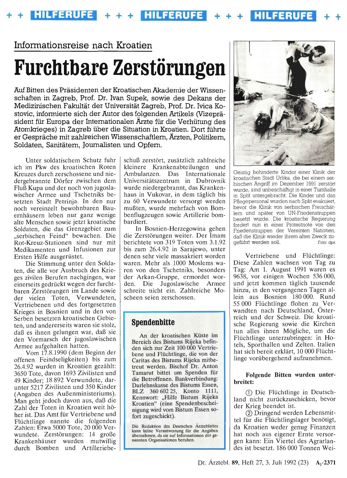 Vorschauseite 1: Informationsreise nach Kroatien: Furchtbare Zerstörungen