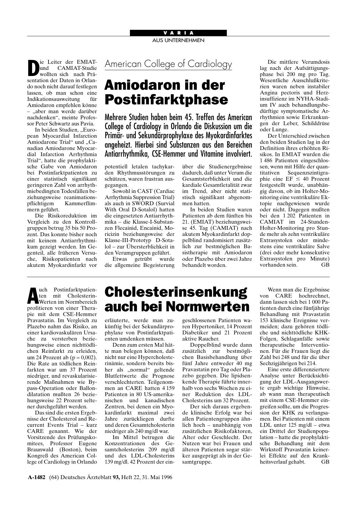 Vorschauseite 1: Infarktprophylaxe mit Vitamin E möglich