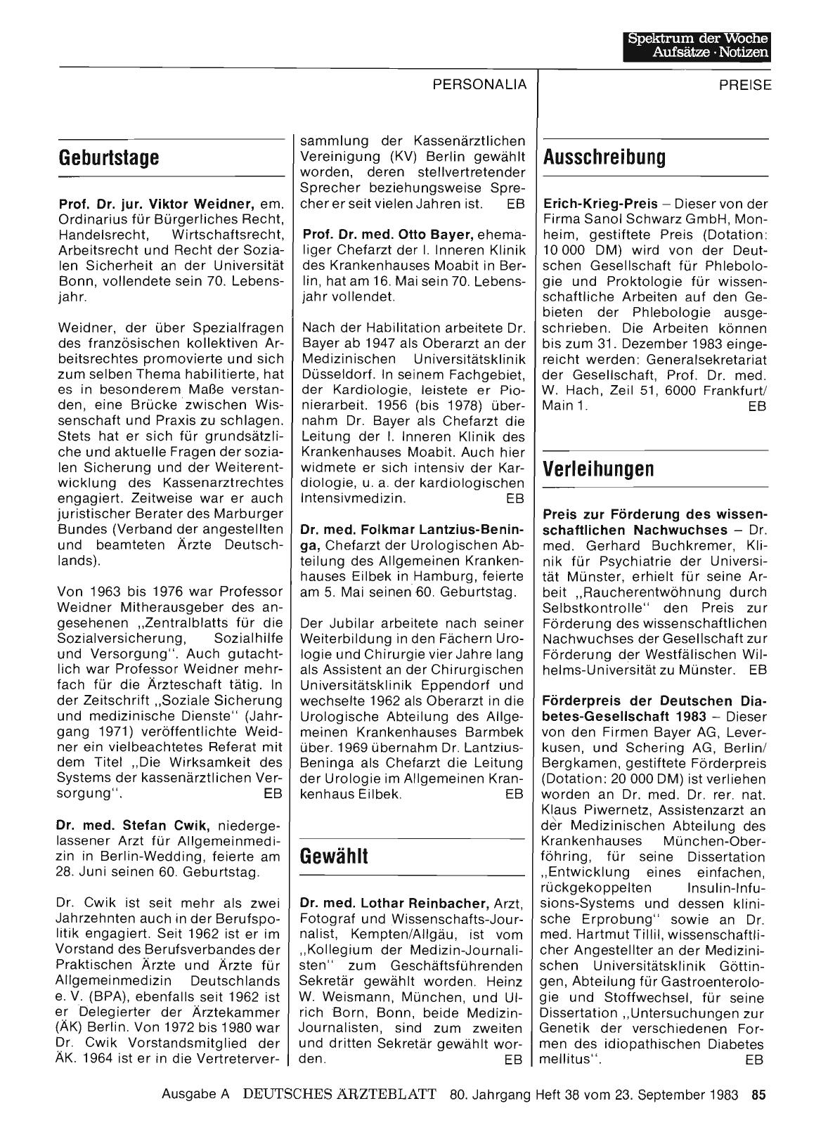 Vorschauseite 1: Verleihungen