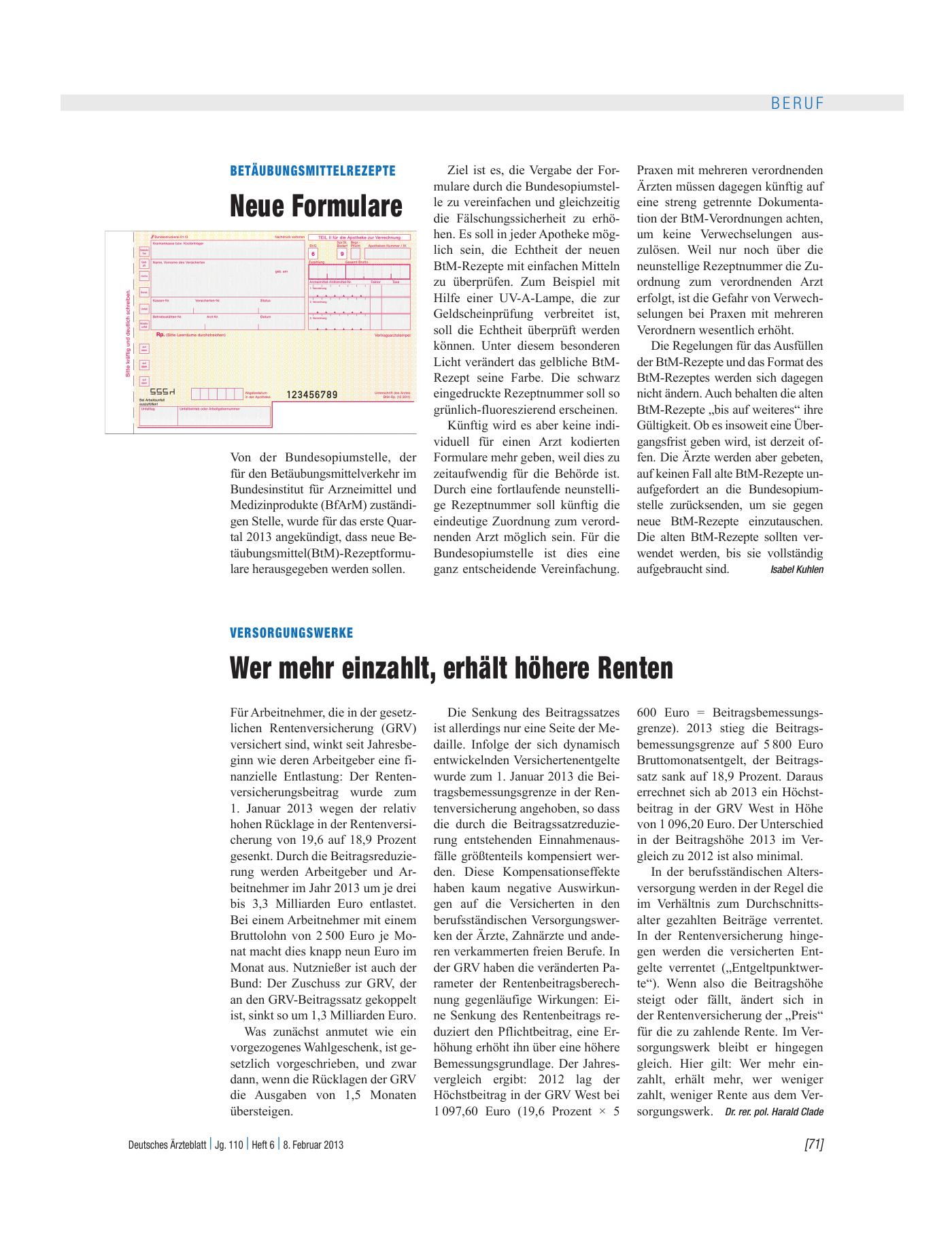 Vorschauseite 1: Betäubungsmittelrezepte: Neue Formulare