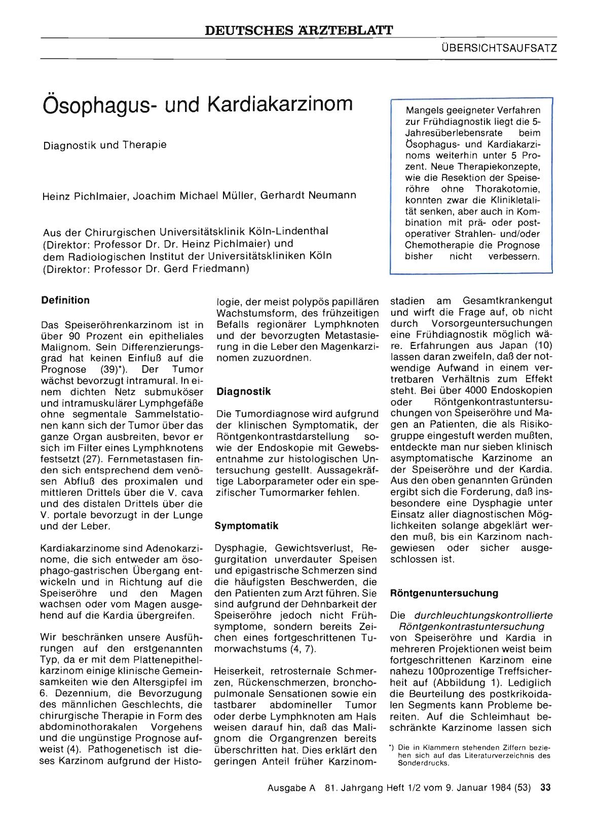 Vorschauseite 1: Ösophagusund Kardiakarzinom