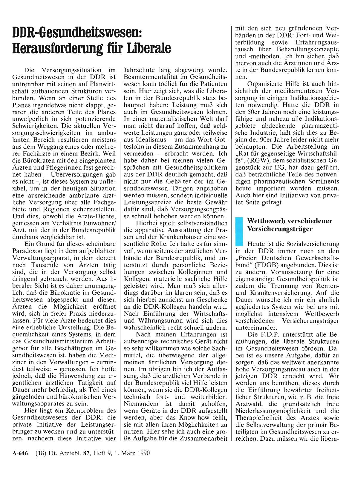 Vorschauseite 1: DDR-Gesundheitswesen: Herausforderung für Liberale