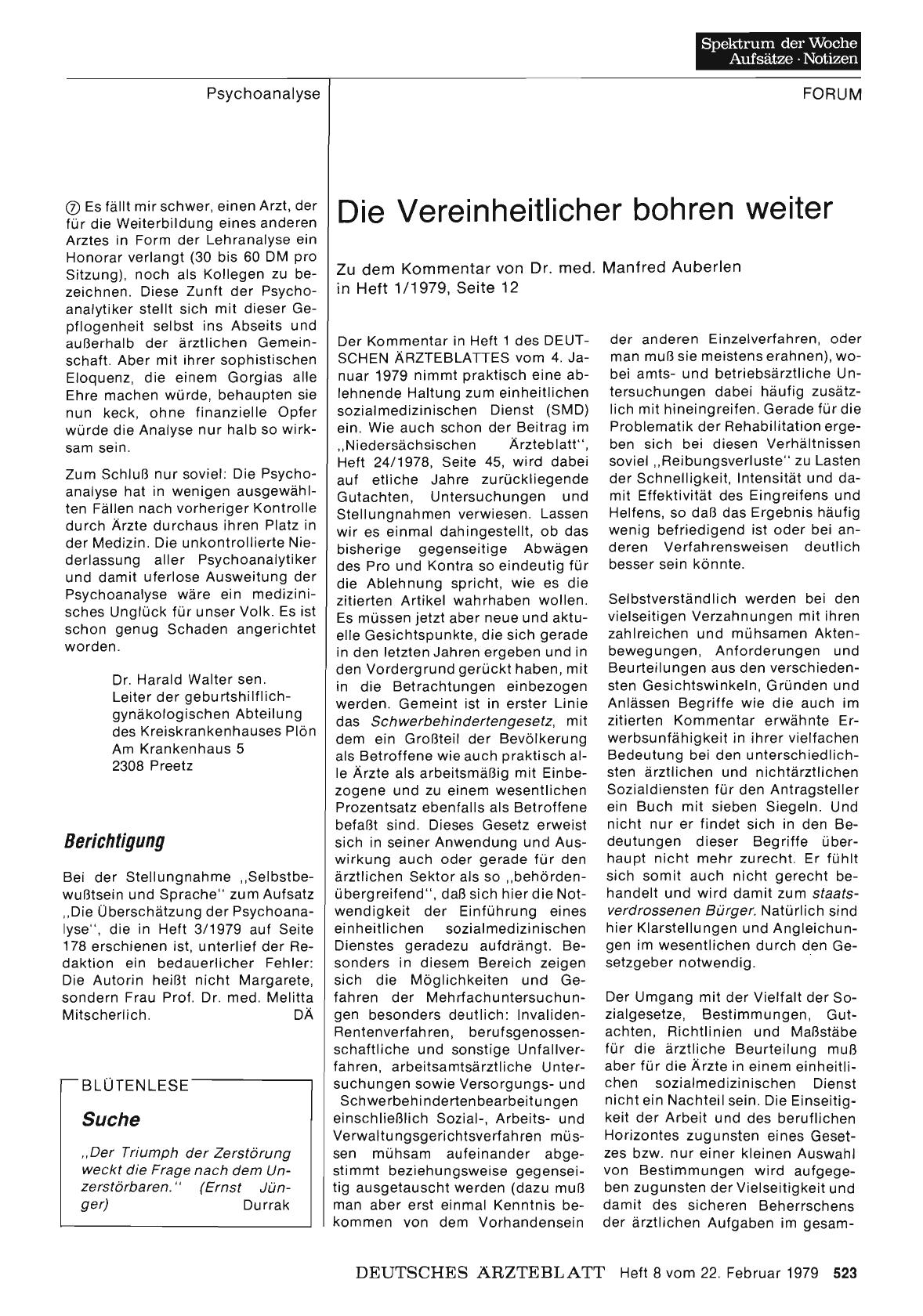 Vorschauseite 1: Die Überschätzung der Psychoanalyse: Berichtigung
