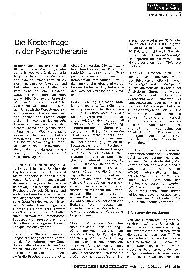 Vorschauseite 1: Die Kostenfrage in der Psychotherapie