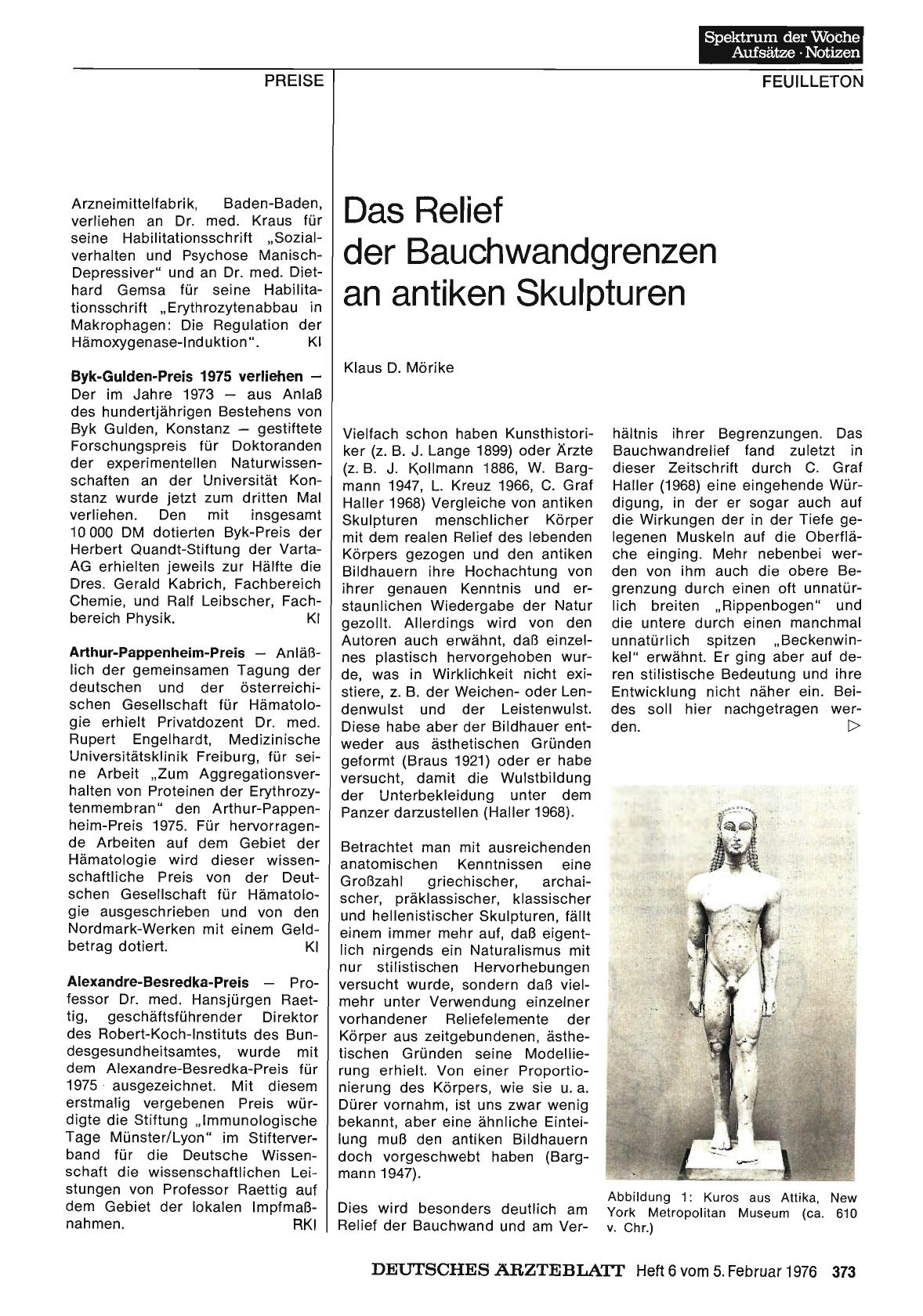 Vorschauseite 1: Das Relief der Bauchwandgrenzen an antiken Skulpturen