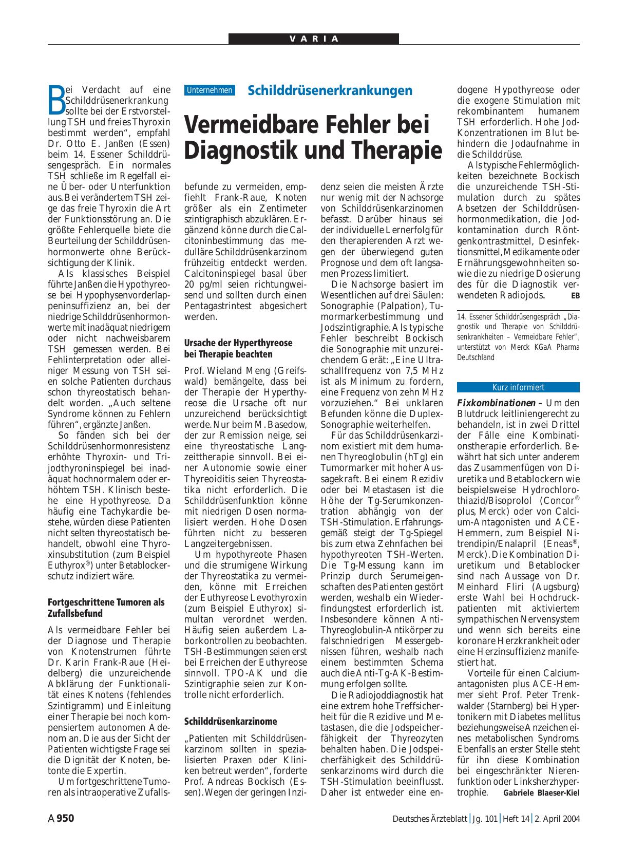 Vorschauseite 1: Schilddrüsenerkrankungen: Vermeidbare Fehler bei Diagnostik und Therapie