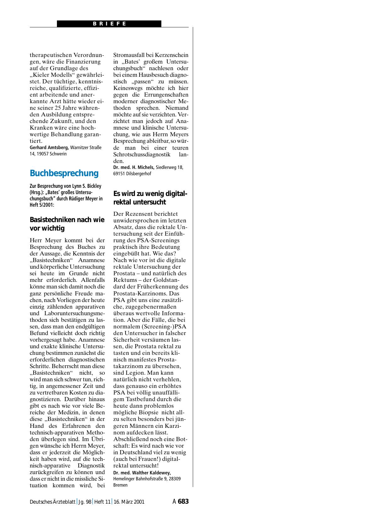 Vorschauseite 1: Buchbesprechung: Es wird zu wenig digital-rektal untersucht