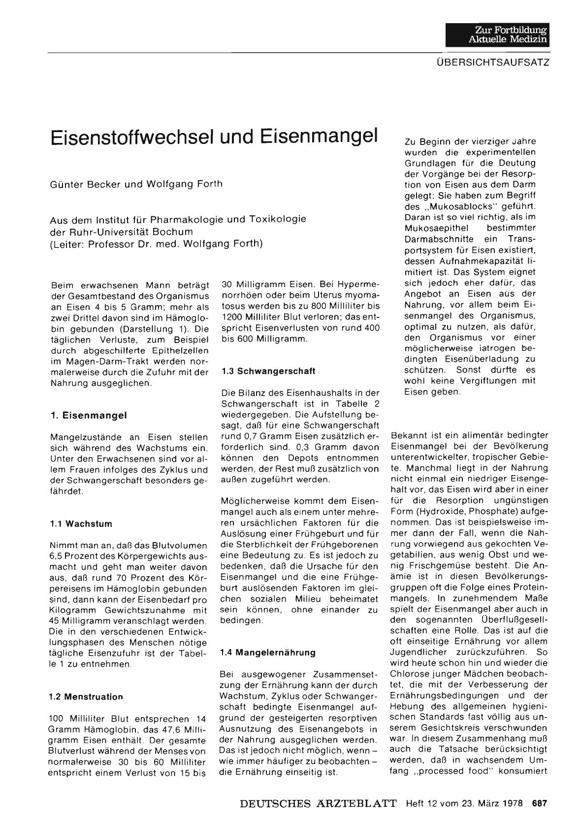 Vorschauseite 1: Eisenstoffwechsel und Eisenmangel