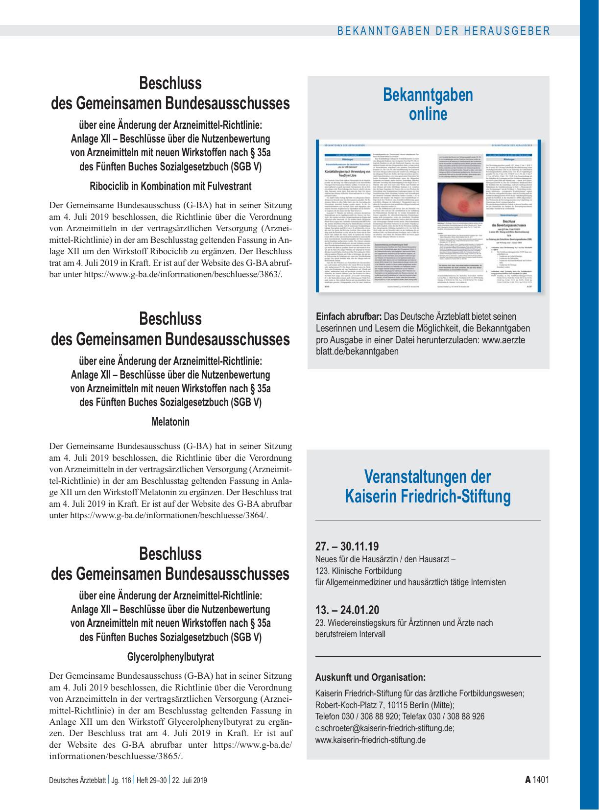 Vorschauseite 1: Bekanntgaben online