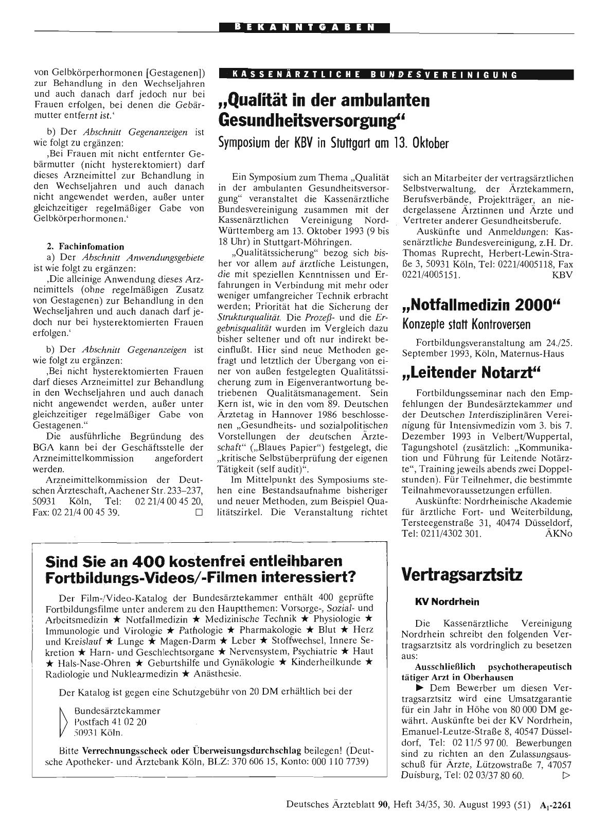 Vorschauseite 1: „Qualität in der ambulanten Gesundheitsversorgung''