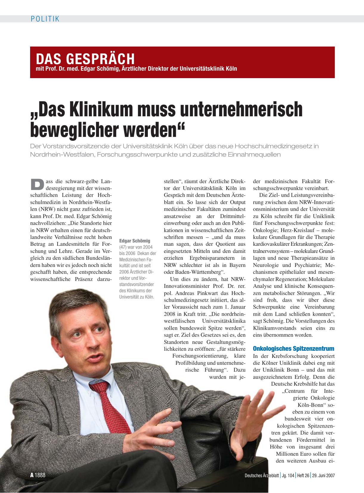 Vorschauseite 1: Das Gespräch: „Das Klinikum muss unternehmerisch beweglicher werden“