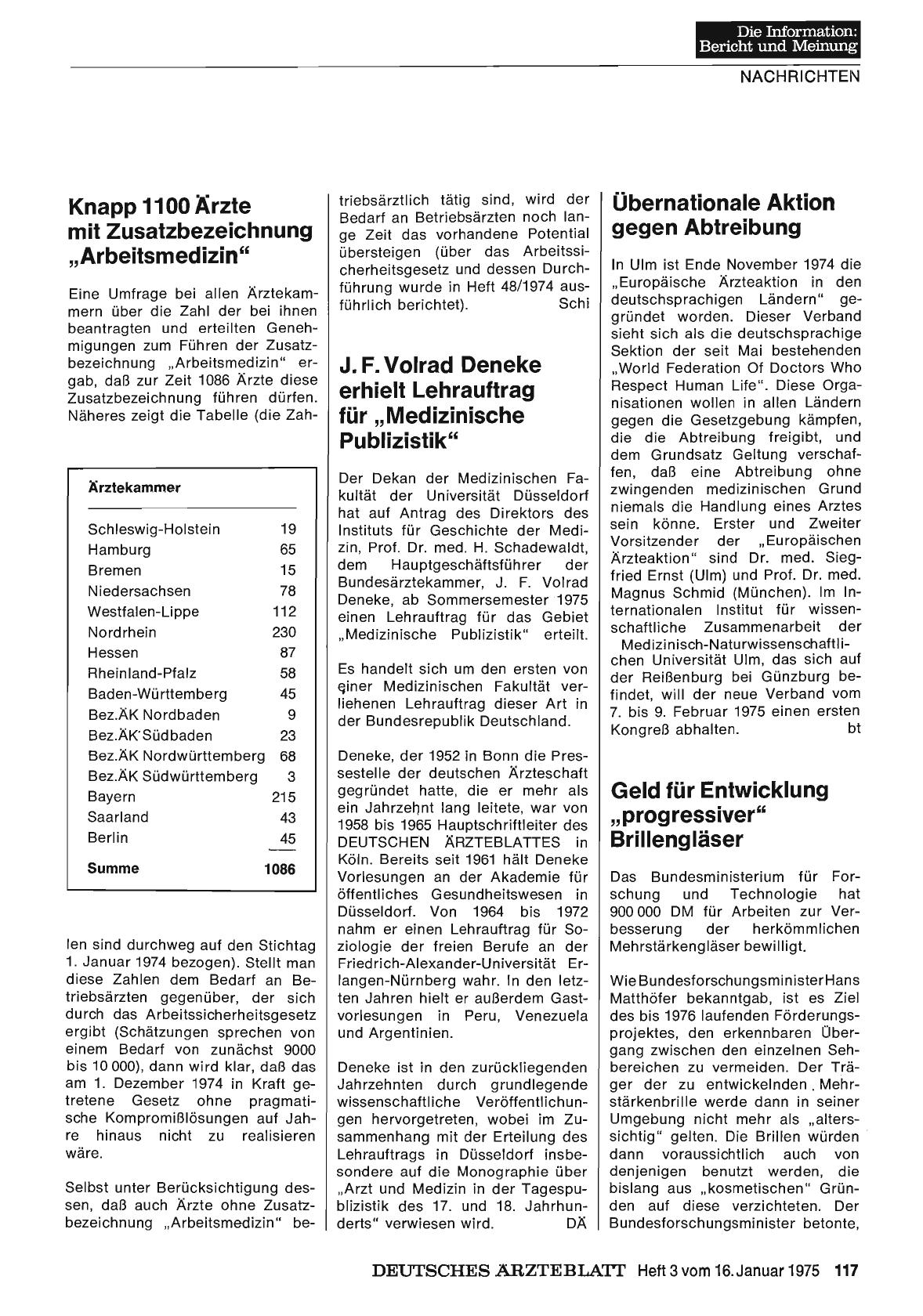 Vorschauseite 1: J. F. Volrad Deneke erhielt Lehrauftrag für „Medizinische Publizistik“