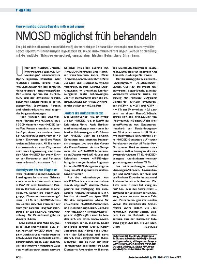 Vorschauseite 1: Neuromyelitis-optica-Spektrum-Erkrankungen: NMOSD möglichst früh behandeln