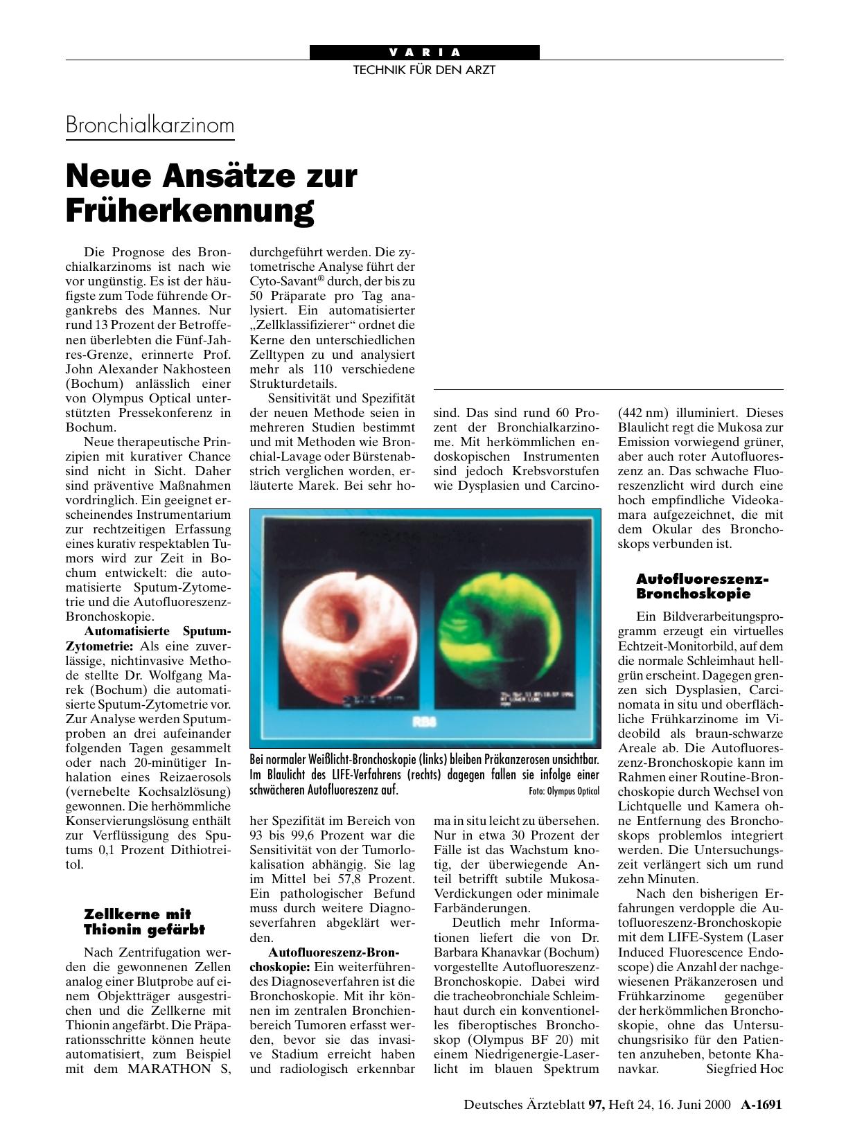 Vorschauseite 1: Bronchialkarzinom: Neue Ansätze zur Früherkennung