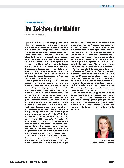 Vorschauseite 1: Jahresausblick 2017: Im Zeichen der Wahlen