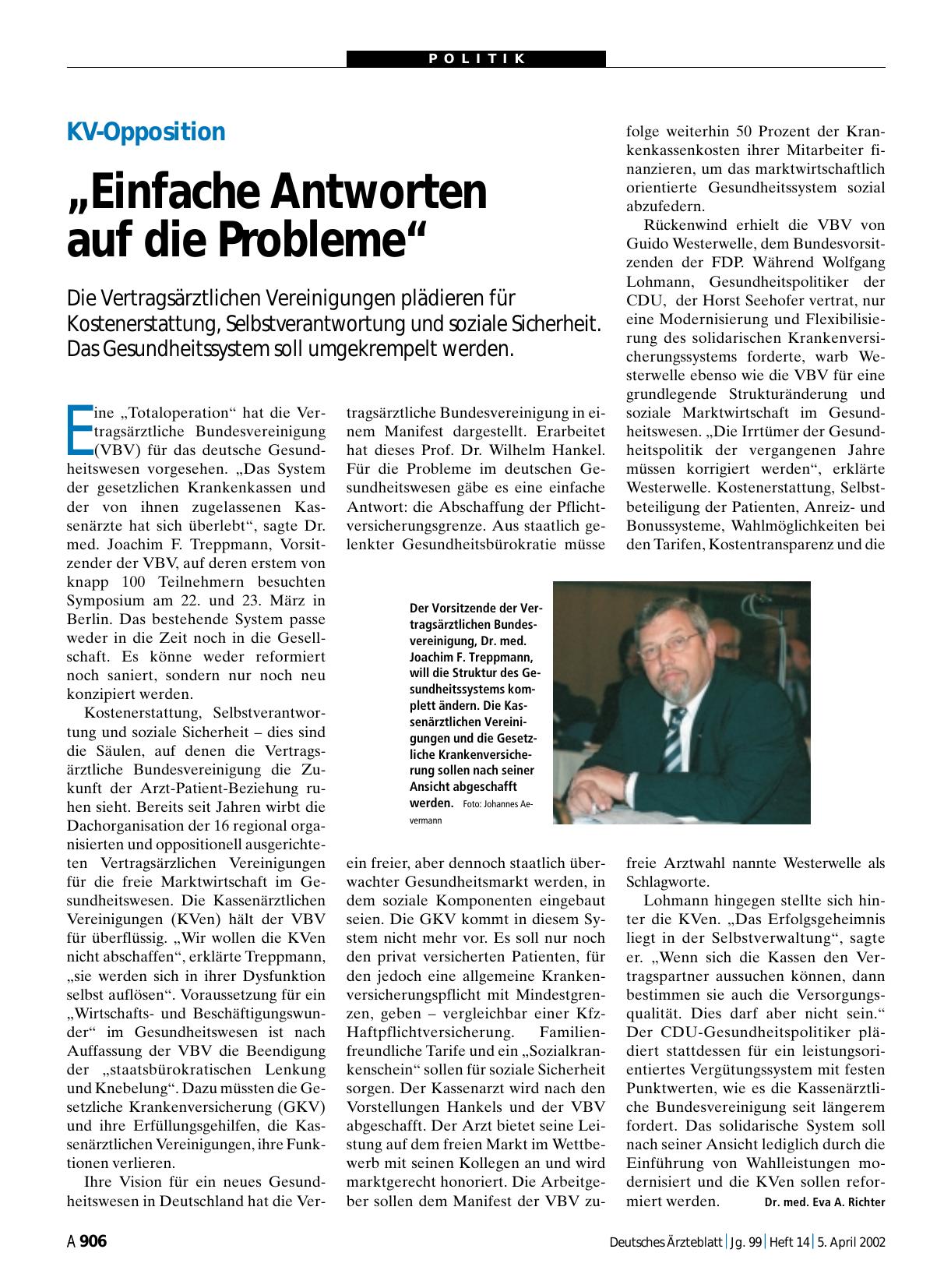 Vorschauseite 1: KV-Opposition „Einfache Antworten auf die Probleme“