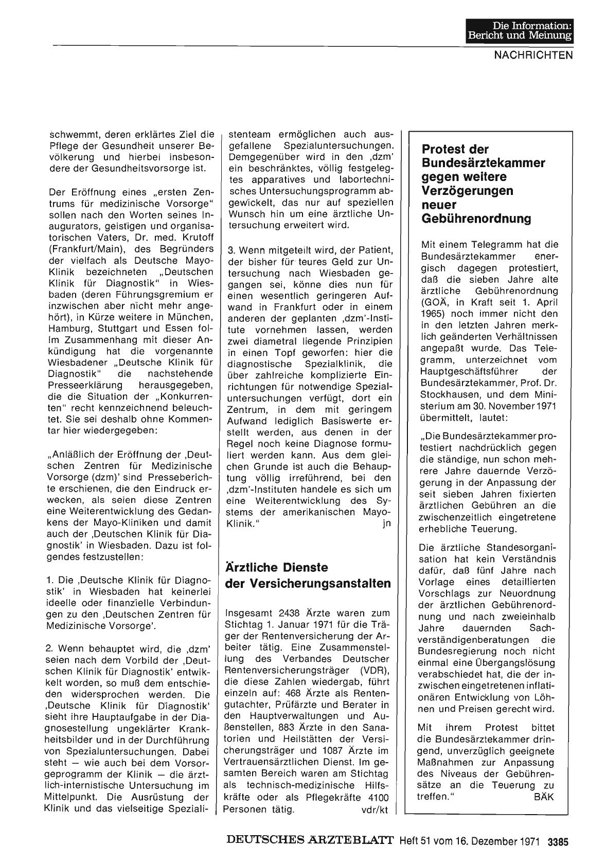 Vorschauseite 1: Protest der Bundesärztekammer gegen weitere Verzögerungen neuer Gebührenordnung