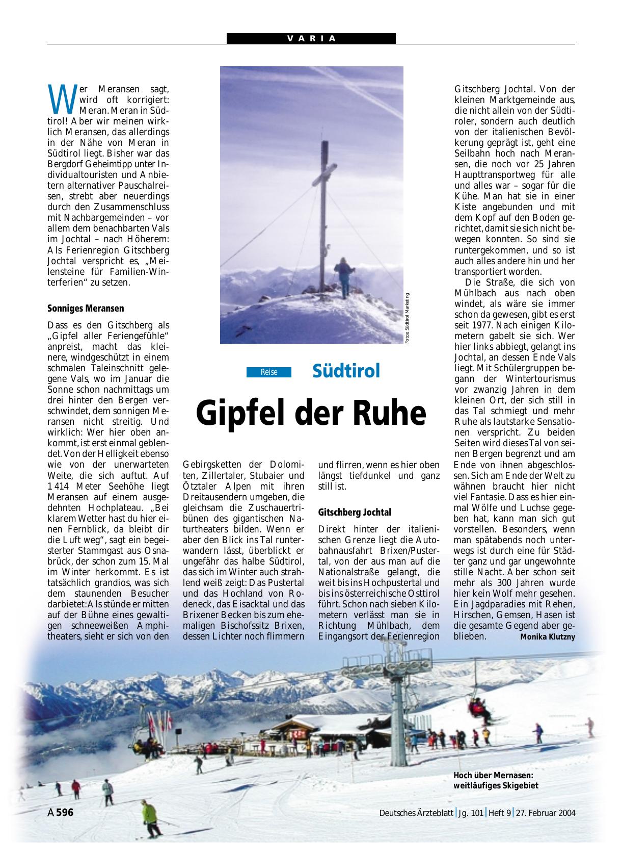 Vorschauseite 1: Südtirol: Gipfel der Ruhe