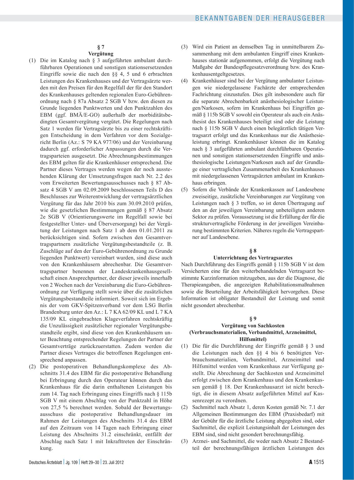 Vorschauseite 3: Vertrag nach § 115b Abs. 1 SGB V – Ambulantes Operieren und sonstige stationsersetzende Eingriffe im Krankenhaus – (AOP-Vertrag)