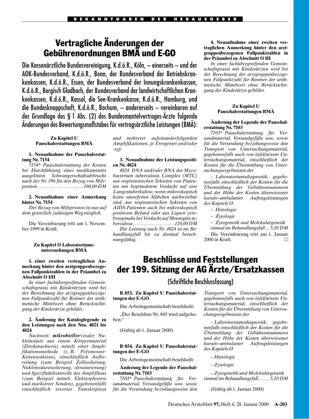 Vorschauseite 1: Vertragliche Änderungen der Gebührenordnungen BMÄ und E-GO