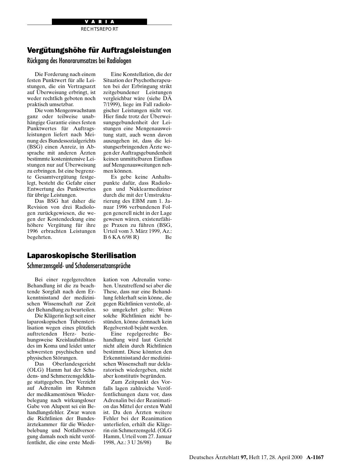 Vorschauseite 1: Laparoskopische Sterilisation: Schmerzensgeldund Schadensersatzansprüche