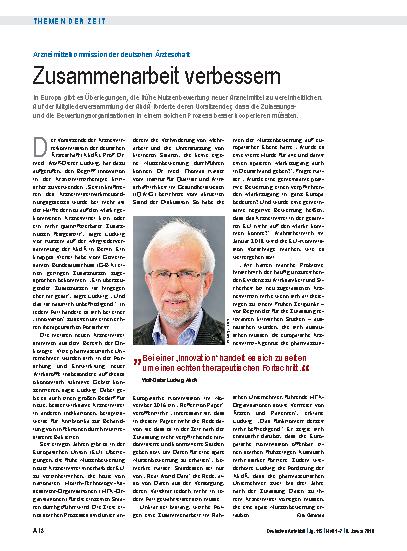 Vorschauseite 1: Arzneimittelkommission der deutschen Ärzteschaft: Zusammenarbeit verbessern