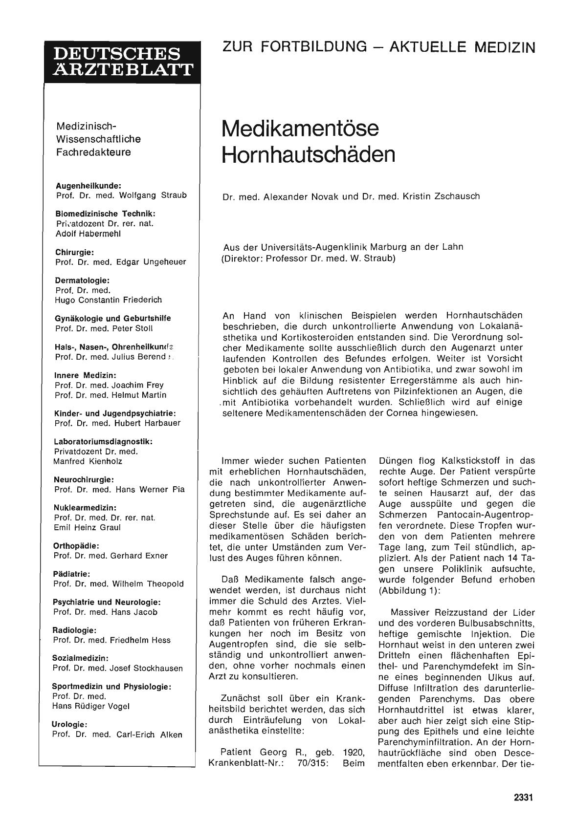 Vorschauseite 1: Medikamentöse Hornhautschäden