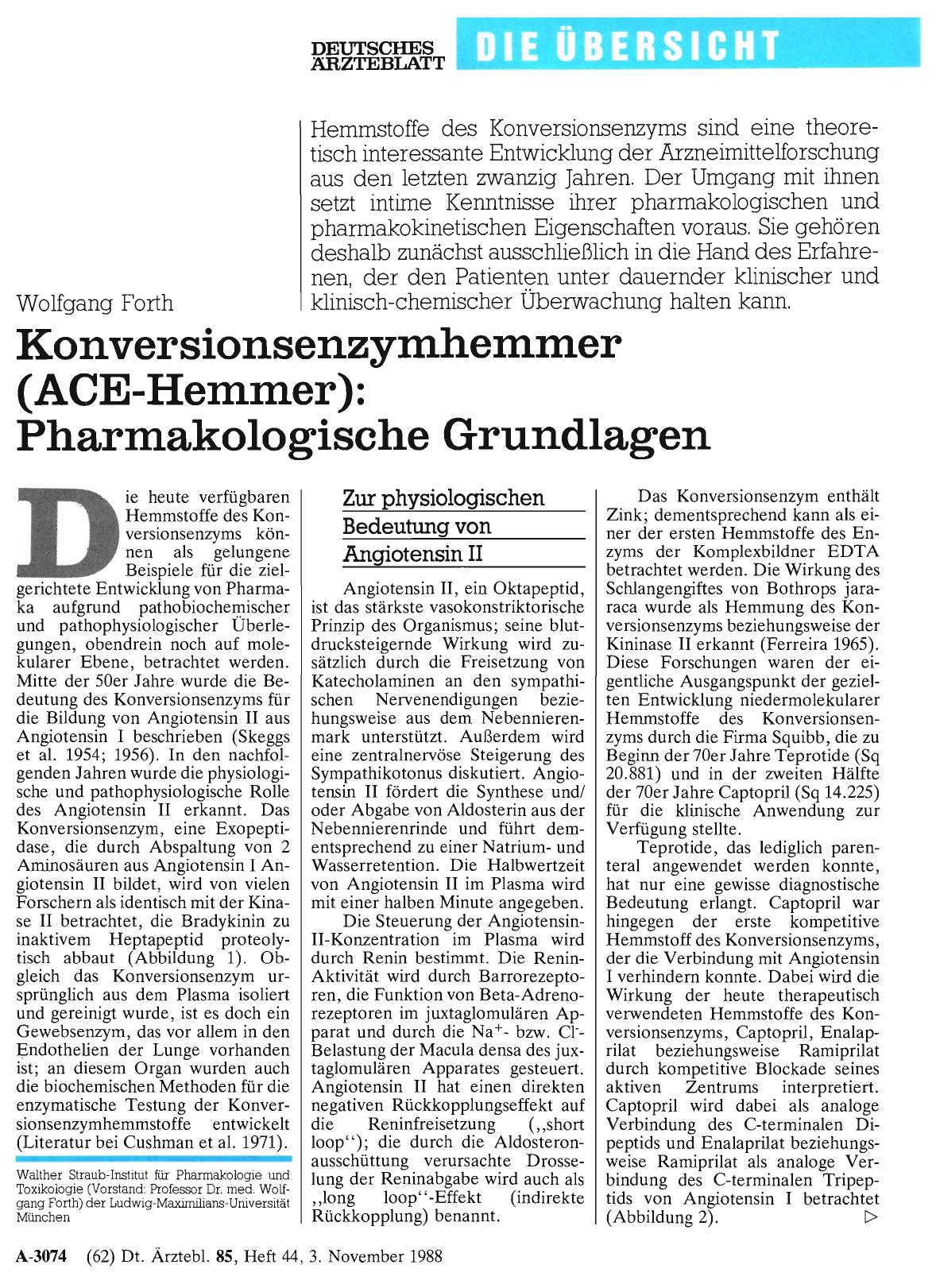 Vorschauseite 1: Konversionsenzymhemmer (ACE-Hemmer): Pharmakologische Grundlagen
