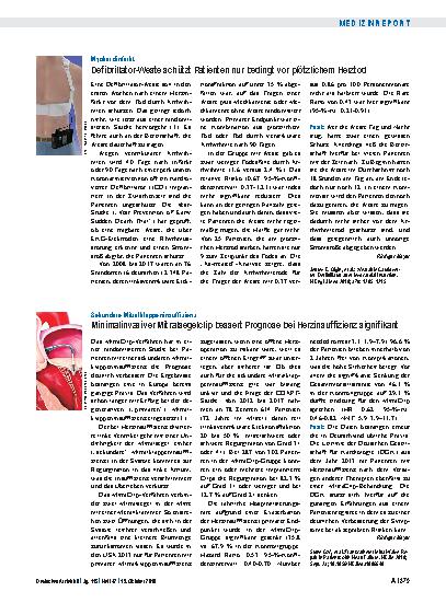 Vorschauseite 1: Myokardinfarkt: Defibrillator-Weste schützt Patienten nur bedingt vor plötzlichem Herztod