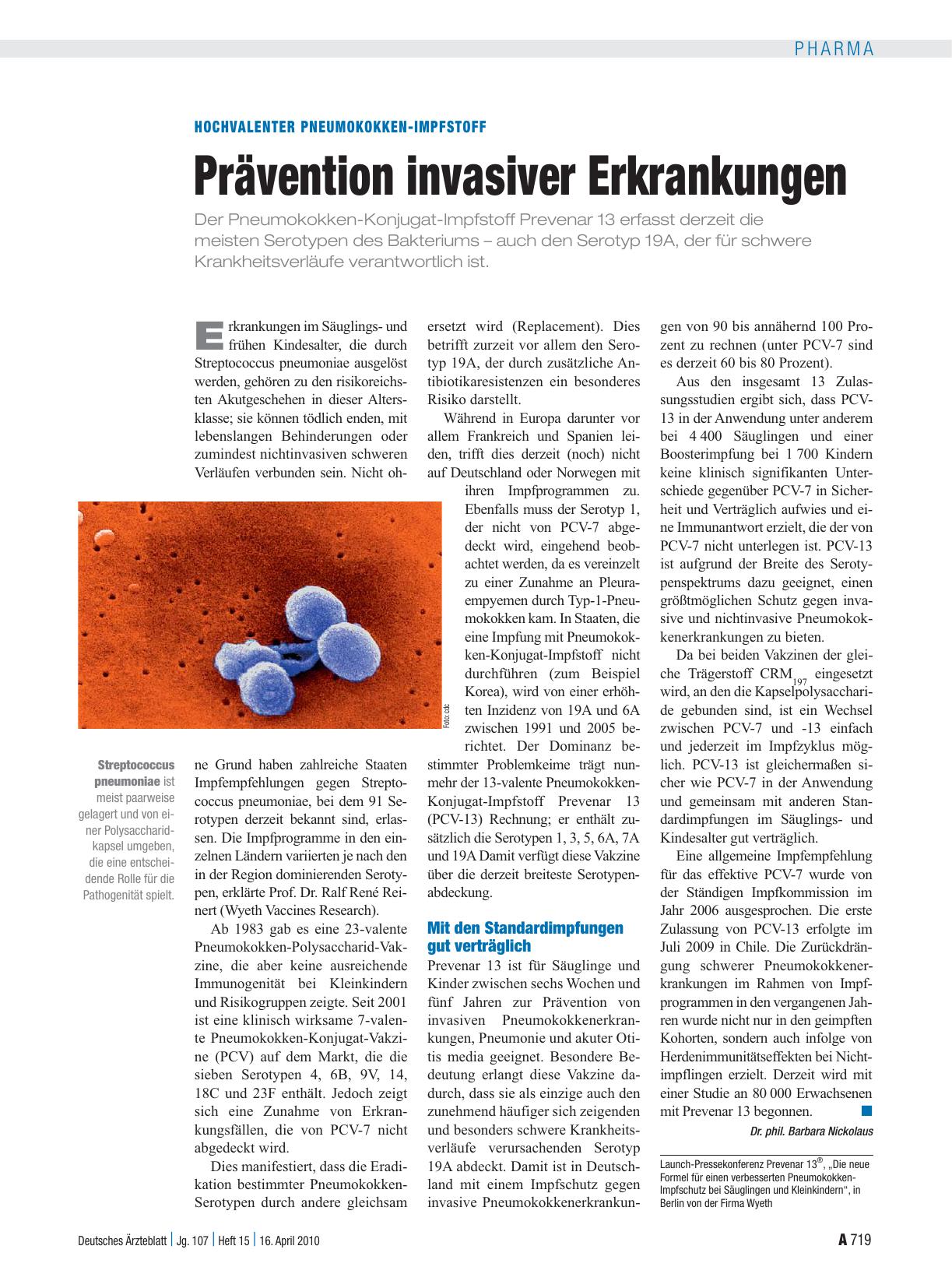 Vorschauseite 1: Hochvalenter Pneumokokken-Impfstoff: Prävention invasiver Erkrankungen