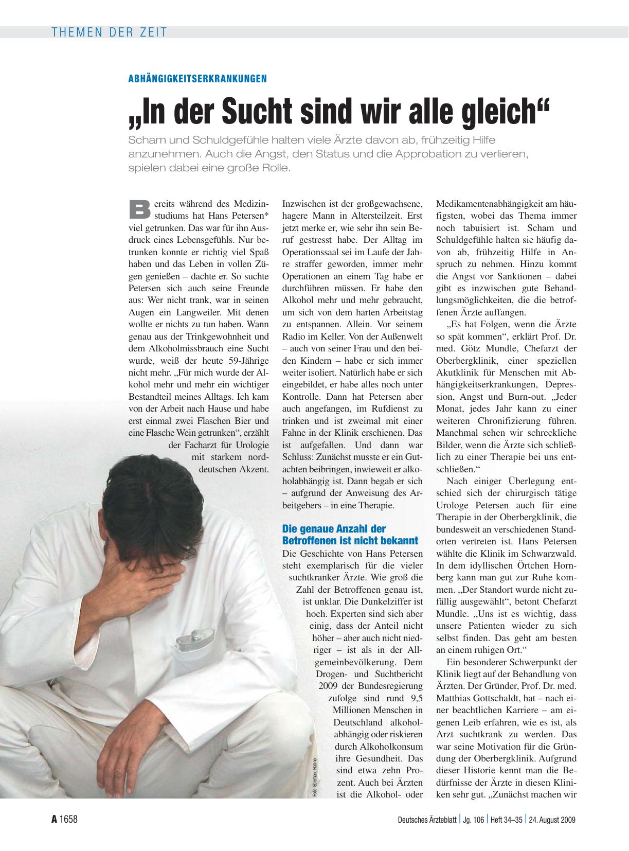 Vorschauseite 1: Abhängigkeitserkrankungen: „In der Sucht sind wir alle gleich“