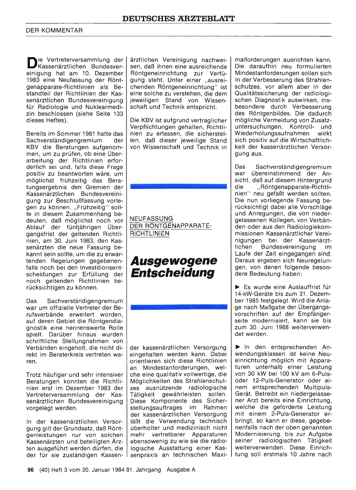 Vorschauseite 1: Ausgewogene Entscheidung: Neufassung der Röntgenapparate-Richtlinien