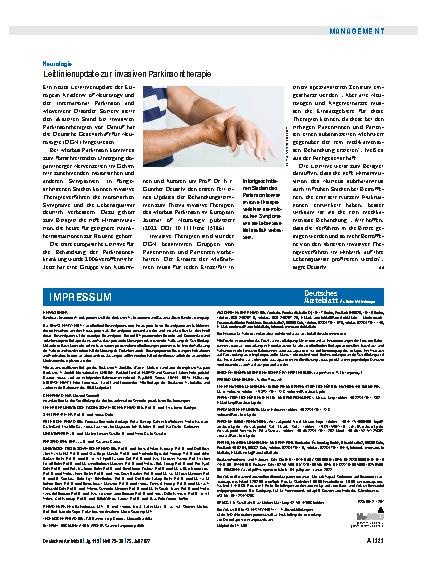 Vorschauseite 1: Neurologie: Leitlinienupdate zur invasiven Parkinsontherapie