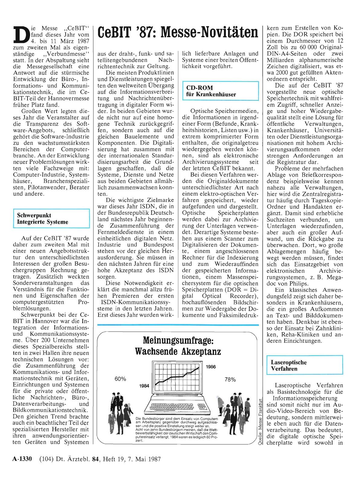 Vorschauseite 1: CeBIT '87: Messe-Novitäten
