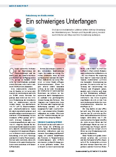 Vorschauseite 1: Reduzierung von Medikamenten: Ein schwieriges Unterfangen