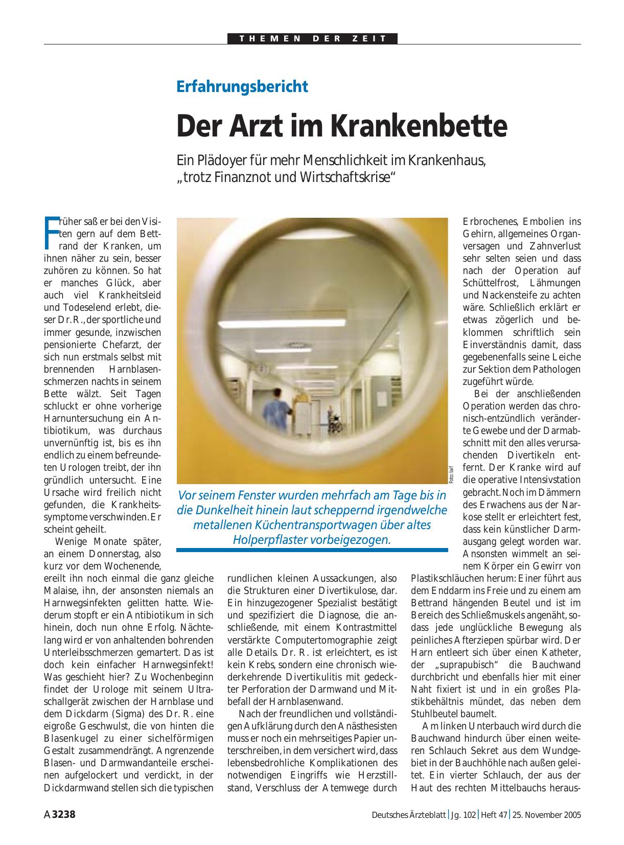Vorschauseite 1: Erfahrungsbericht: Der Arzt im Krankenbette