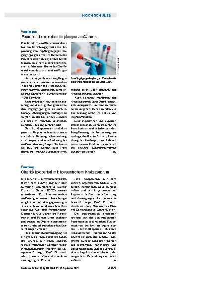 Vorschauseite 1: Forschung: Charité kooperiert mit koreanischem Krebszentrum