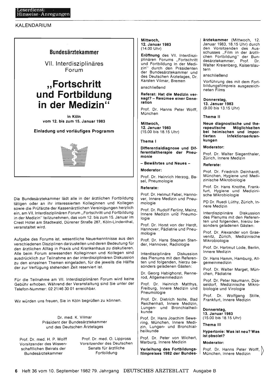 Vorschauseite 1: Bundesärztekammer: VII. Interdisziplinäres Forum „Fortschritt und Fortbildung in der Medizin“