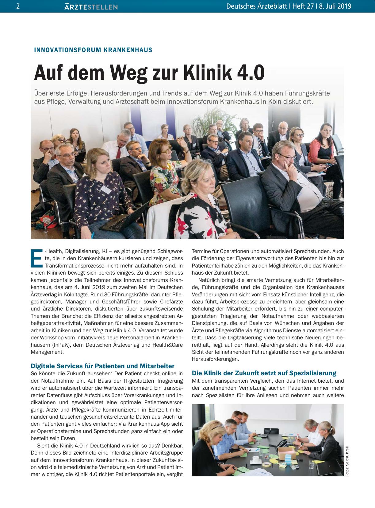 Vorschauseite 1: Innovationsforum Krankenhaus: Auf dem Weg zur Klinik 4. 0