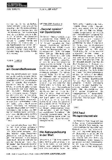 Vorschauseite 1: Vereinigte Staaten: „Second opinion“ vor Operationen
