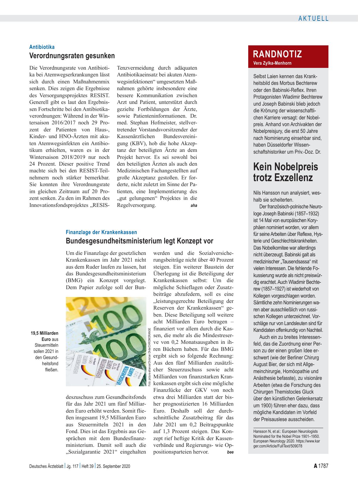 Vorschauseite 1: Antibiotika: Verordnungsraten gesunken